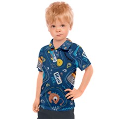 Seamless-pattern-vector-submarine-with-sea-animals-cartoon Kids  Polo Tee