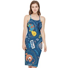 Seamless-pattern-vector-submarine-with-sea-animals-cartoon Bodycon Cross Back Summer Dress