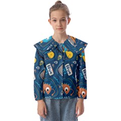 Seamless-pattern-vector-submarine-with-sea-animals-cartoon Kids  Peter Pan Collar Blouse