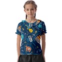 Seamless-pattern-vector-submarine-with-sea-animals-cartoon Kids  Frill Chiffon Blouse View1