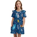 Seamless-pattern-vector-submarine-with-sea-animals-cartoon Kids  Frilly Sleeves Pocket Dress View1