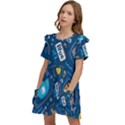 Seamless-pattern-vector-submarine-with-sea-animals-cartoon Kids  Frilly Sleeves Pocket Dress View3