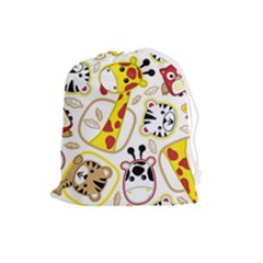 Vector-seamless-pattern-nice-animals-cartoon Drawstring Pouch (large)