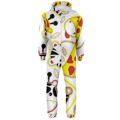 Vector-seamless-pattern-nice-animals-cartoon Hooded Jumpsuit (men)