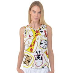 Vector-seamless-pattern-nice-animals-cartoon Women s Basketball Tank Top