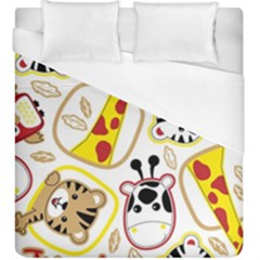 Vector-seamless-pattern-nice-animals-cartoon Duvet Cover (king Size)