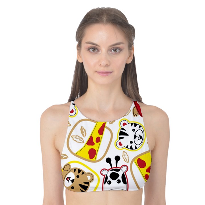 Vector-seamless-pattern-nice-animals-cartoon Tank Bikini Top