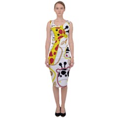 Vector-seamless-pattern-nice-animals-cartoon Sleeveless Pencil Dress