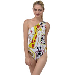 Vector-seamless-pattern-nice-animals-cartoon To One Side Swimsuit