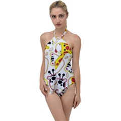 Vector-seamless-pattern-nice-animals-cartoon Go With The Flow One Piece Swimsuit