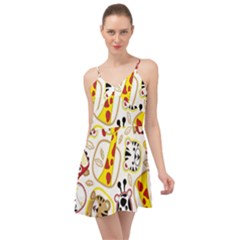 Vector-seamless-pattern-nice-animals-cartoon Summer Time Chiffon Dress