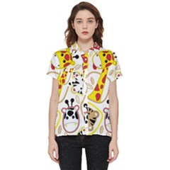 Vector-seamless-pattern-nice-animals-cartoon Short Sleeve Pocket Shirt