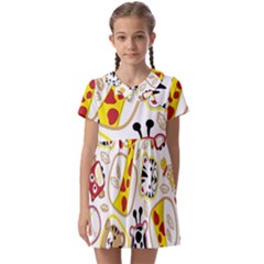 Vector-seamless-pattern-nice-animals-cartoon Kids  Asymmetric Collar Dress