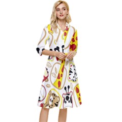 Vector-seamless-pattern-nice-animals-cartoon Classy Knee Length Dress