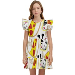 Vector-seamless-pattern-nice-animals-cartoon Kids  Winged Sleeve Dress