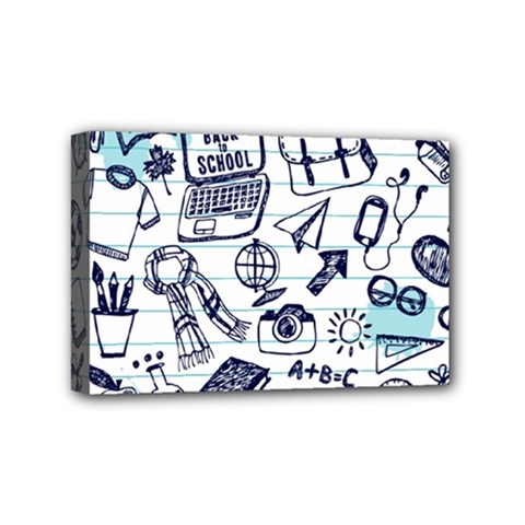 Hand-drawn-back-school-pattern Mini Canvas 6  X 4  (stretched)