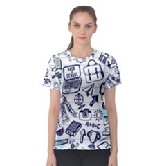 Hand-drawn-back-school-pattern Women s Sport Mesh Tee