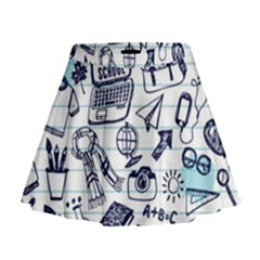 Hand-drawn-back-school-pattern Mini Flare Skirt