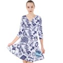 Hand-drawn-back-school-pattern Quarter Sleeve Front Wrap Dress View1