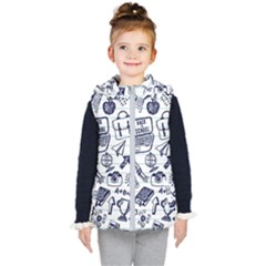 Hand-drawn-back-school-pattern Kids  Hooded Puffer Vest