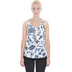 Hand-drawn-back-school-pattern Piece Up Tank Top