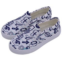 Hand-drawn-back-school-pattern Kids  Canvas Slip Ons by Jancukart