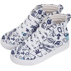 Hand-drawn-back-school-pattern Kids  Hi-top Skate Sneakers