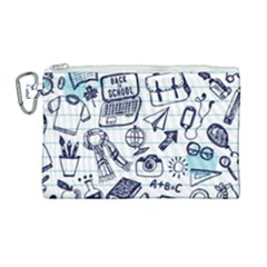 Hand-drawn-back-school-pattern Canvas Cosmetic Bag (large)