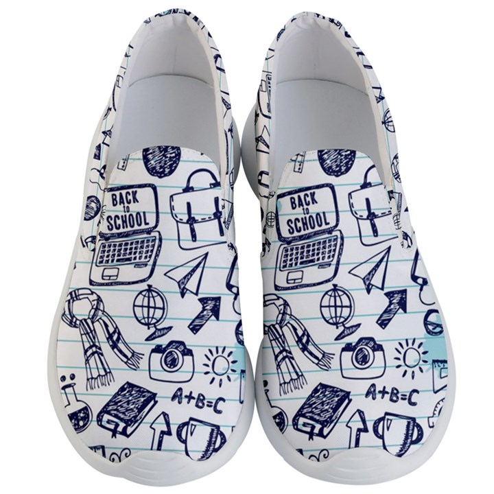 Hand-drawn-back-school-pattern Men s Lightweight Slip Ons