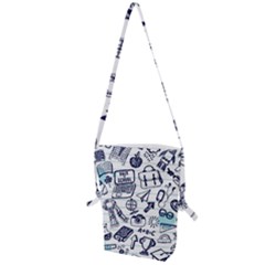 Hand-drawn-back-school-pattern Folding Shoulder Bag by Jancukart