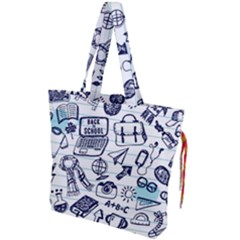 Hand-drawn-back-school-pattern Drawstring Tote Bag