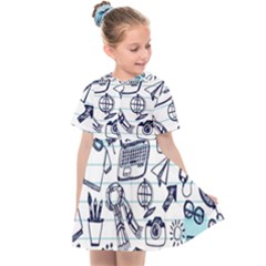 Hand-drawn-back-school-pattern Kids  Sailor Dress