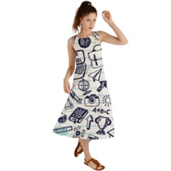 Hand-drawn-back-school-pattern Summer Maxi Dress