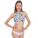 Hand-drawn-back-school-pattern Cross Front Halter Bikini Top View1