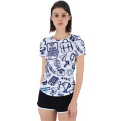 Hand-drawn-back-school-pattern Back Cut Out Sport Tee