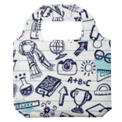 Hand-drawn-back-school-pattern Premium Foldable Grocery Recycle Bag