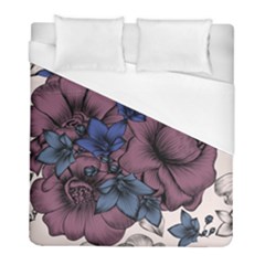 Floral-wallpaper-pattern-with-engraved-hand-drawn-flowers-vintage-style Duvet Cover (full/ Double Size) by Jancukart