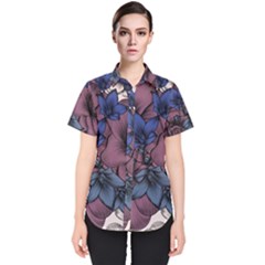 Floral-wallpaper-pattern-with-engraved-hand-drawn-flowers-vintage-style Women s Short Sleeve Shirt