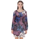 Floral-wallpaper-pattern-with-engraved-hand-drawn-flowers-vintage-style Long Sleeve Chiffon Shift Dress  View1