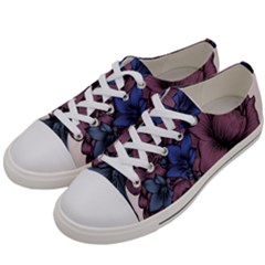 Floral-wallpaper-pattern-with-engraved-hand-drawn-flowers-vintage-style Women s Low Top Canvas Sneakers