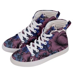 Floral-wallpaper-pattern-with-engraved-hand-drawn-flowers-vintage-style Men s Hi-top Skate Sneakers by Jancukart