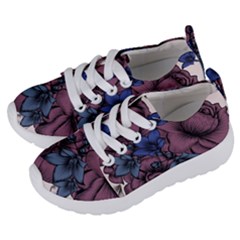 Floral-wallpaper-pattern-with-engraved-hand-drawn-flowers-vintage-style Kids  Lightweight Sports Shoes