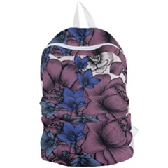 Floral-wallpaper-pattern-with-engraved-hand-drawn-flowers-vintage-style Foldable Lightweight Backpack