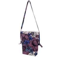 Floral-wallpaper-pattern-with-engraved-hand-drawn-flowers-vintage-style Folding Shoulder Bag