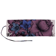 Floral-wallpaper-pattern-with-engraved-hand-drawn-flowers-vintage-style Roll Up Canvas Pencil Holder (m) by Jancukart