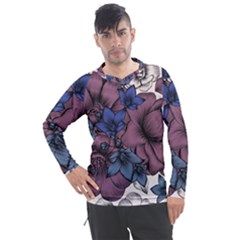 Floral-wallpaper-pattern-with-engraved-hand-drawn-flowers-vintage-style Men s Pique Long Sleeve Tee