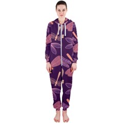 Dragonfly-pattern-design Hooded Jumpsuit (ladies)