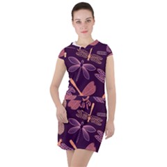 Dragonfly-pattern-design Drawstring Hooded Dress