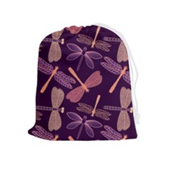 Dragonfly-pattern-design Drawstring Pouch (xl)