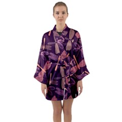 Dragonfly-pattern-design Long Sleeve Satin Kimono by Jancukart